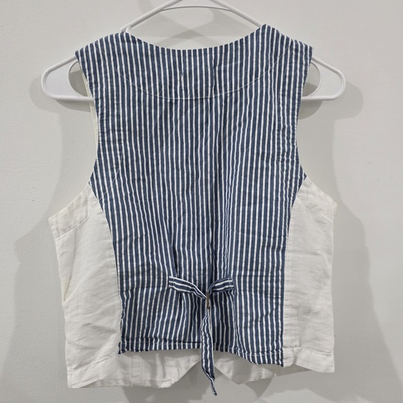 Anthropologie Porridge Womens Linen Vest Size Small White Coastal Cowgirl Beach - Picture 3 of 7